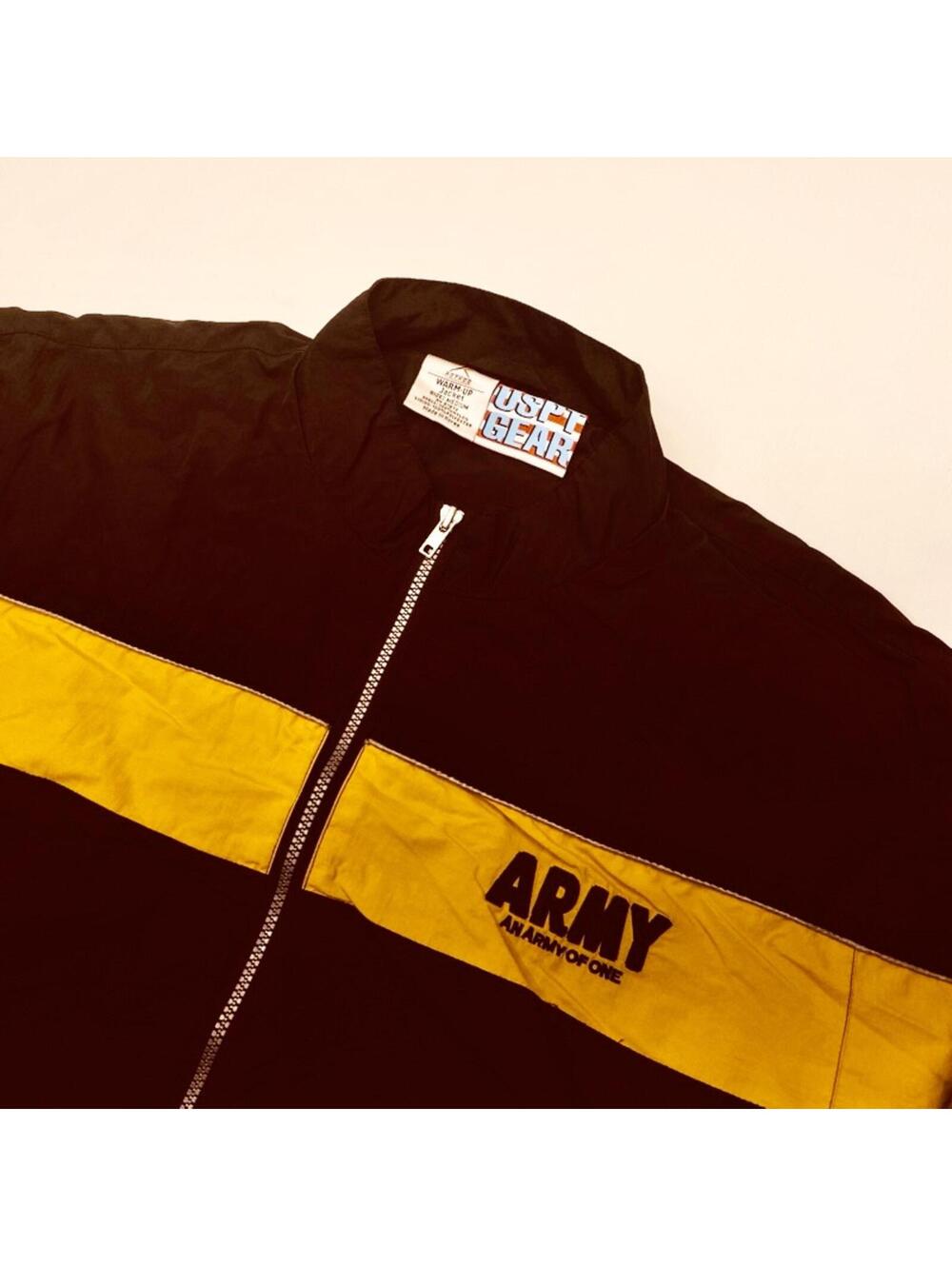 VTG. USPT Gear Army Warm-Up Jacket Men's Medium Black Yellow Full Zip 9902